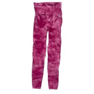 free people pink and white tie dye high waisted leggings